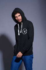 Never Give Up in Green Printed Black Hoodie for Men - Go Devil