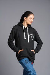 Never Give Up (in Green) Printed Black Hoodie for Women - Go Devil