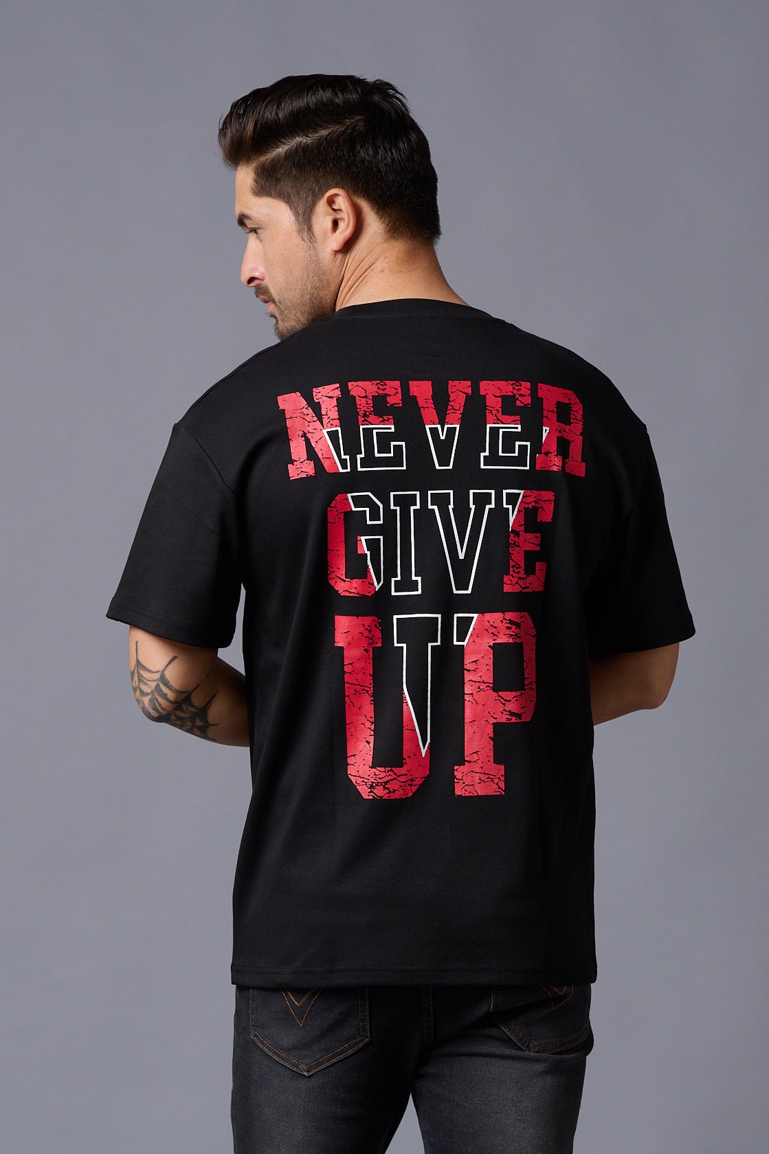 never give up black shirt