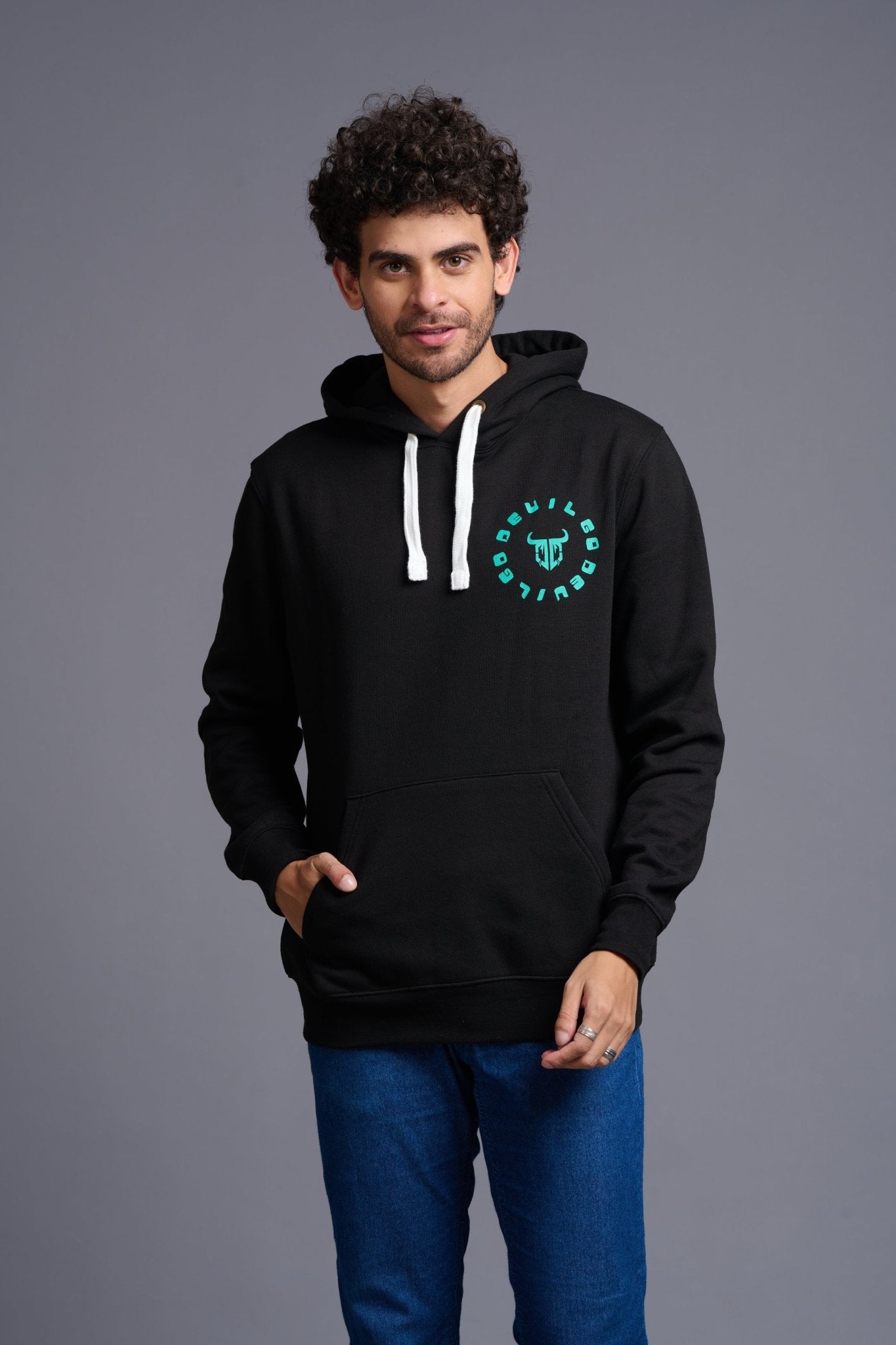 Never Give Up Printed Black Hoodie for Men - Go Devil