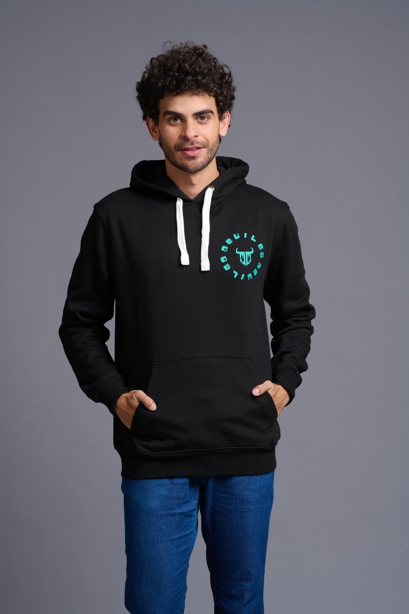 Never Give Up Printed Black Hoodie for Men - Go Devil