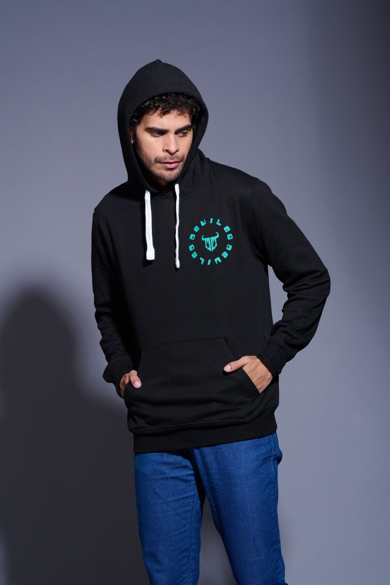 Never Give Up Printed Black Hoodie for Men - Go Devil