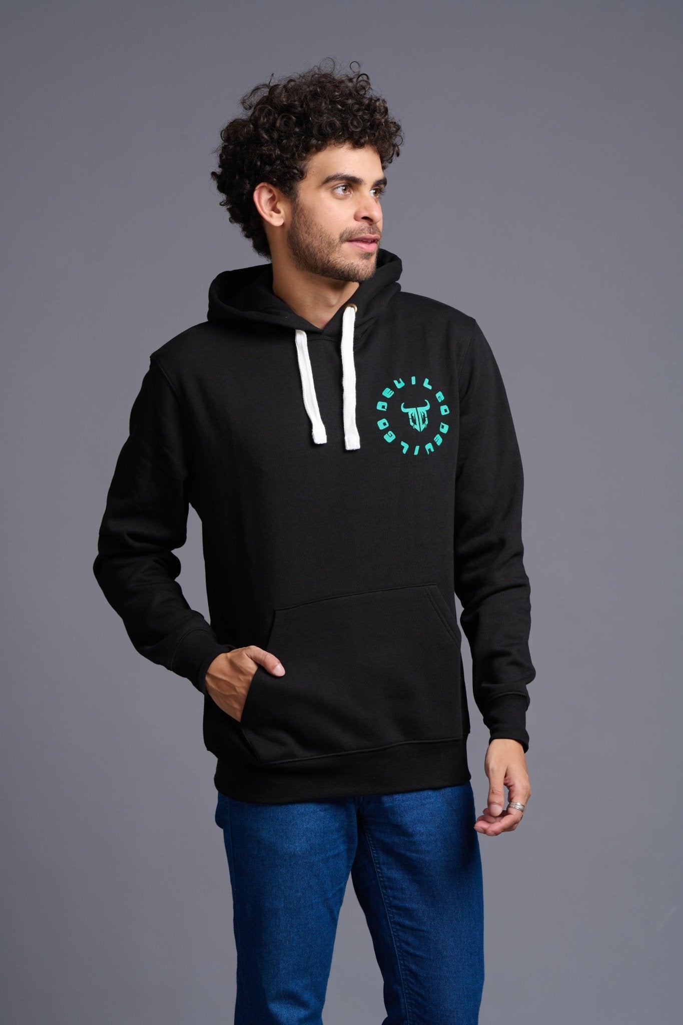 Never Give Up Printed Black Hoodie for Men - Go Devil