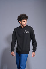 Never Give Up Printed Black Sweatshirt for Men - Go Devil