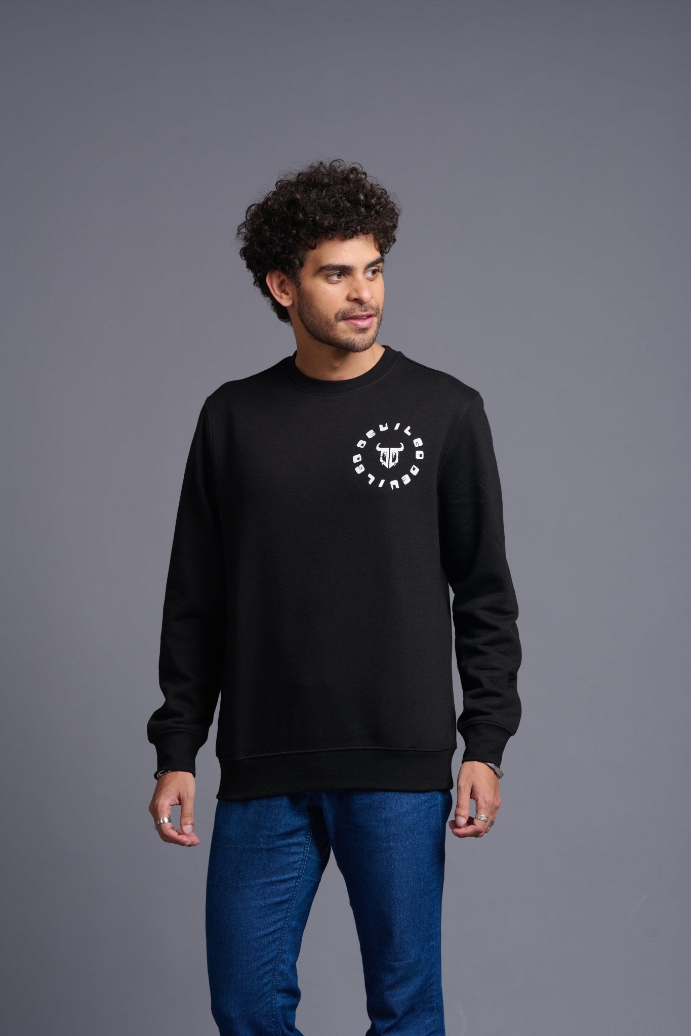 Never Give Up Printed Black Sweatshirt for Men - Go Devil