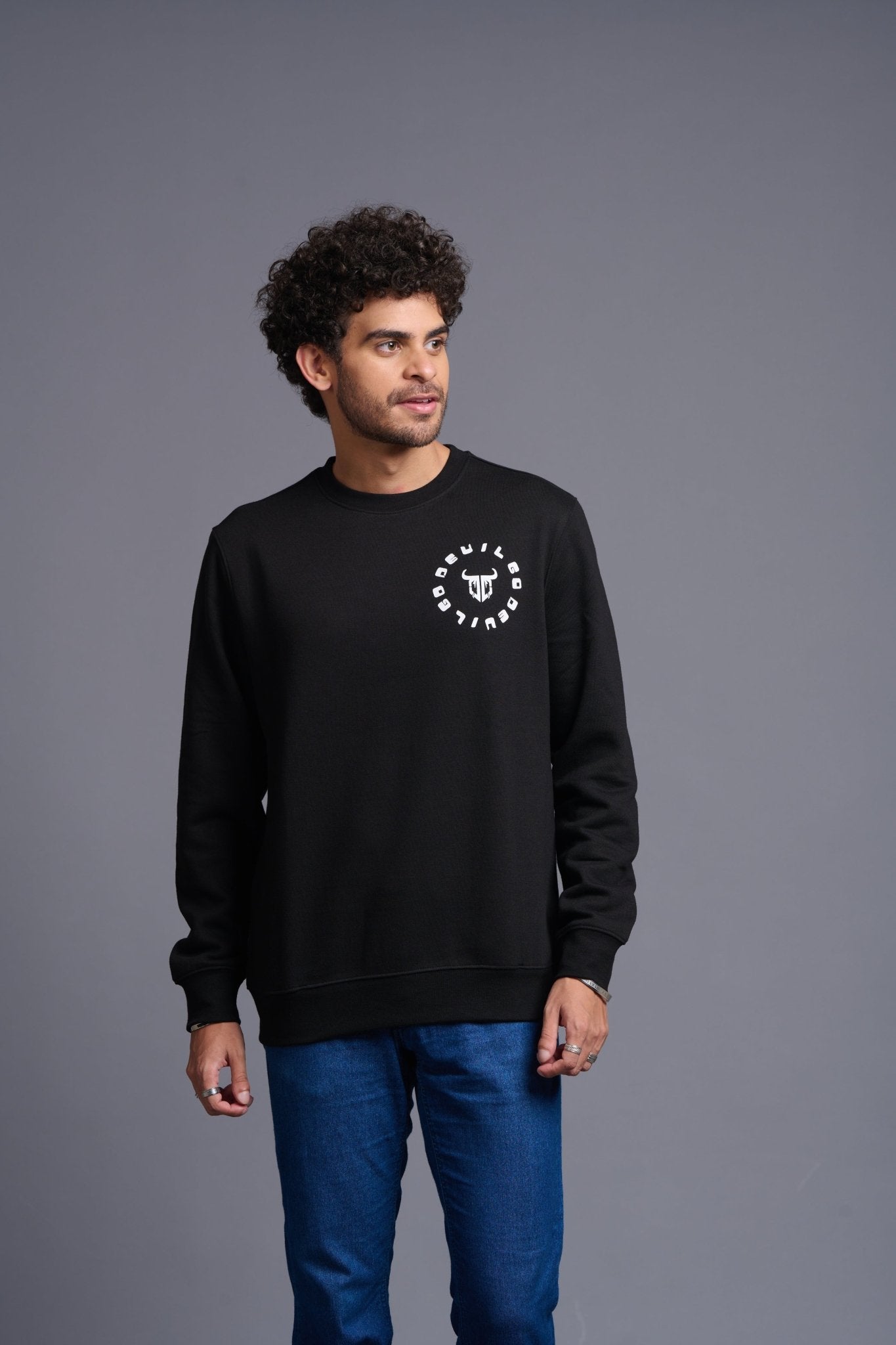 Never Give Up Printed Black Sweatshirt for Men - Go Devil