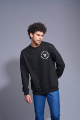 Never Give Up Printed Black Sweatshirt for Men - Go Devil