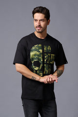 No Pain No Gain in Camo Print Black Oversized T-Shirt for Men - Go Devil