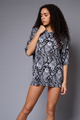 Paisely Design Printed Black Dresses for Women - Go Devil