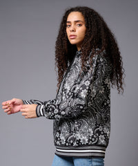 Paisely Design Printed Black Hoodie for Men - Go Devil