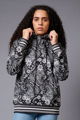 Paisely Design Printed Black Hoodie for Men - Go Devil