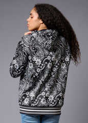 Paisely Design Printed Black Hoodie for Men - Go Devil