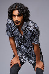 Paisely Design Printed Black Shirt for Men - Go Devil