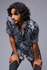 Paisely Design Printed Black Shirt for Men - Go Devil