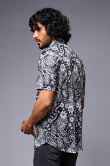 Paisely Design Printed Black Shirt for Men - Go Devil