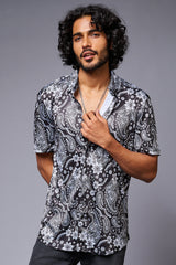 Paisely Design Printed Black Shirt for Men - Go Devil