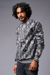 Paisely Design Printed Black Sweatshirt for Men - Go Devil
