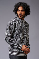 Paisely Design Printed Black Sweatshirt for Men - Go Devil