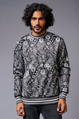 Paisely Design Printed Black Sweatshirt for Men - Go Devil