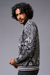 Paisely Design Printed Black Sweatshirt for Men - Go Devil