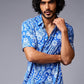 Paisely Design Printed Blue Shirt for Men - Go Devil