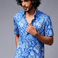 Paisely Design Printed Blue Shirt for Men - Go Devil