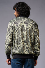 Paisely Design Printed Green Bomber Jacket for Men - Go Devil