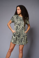 Paisely Design Printed Green Dress Dresses for Women - Go Devil