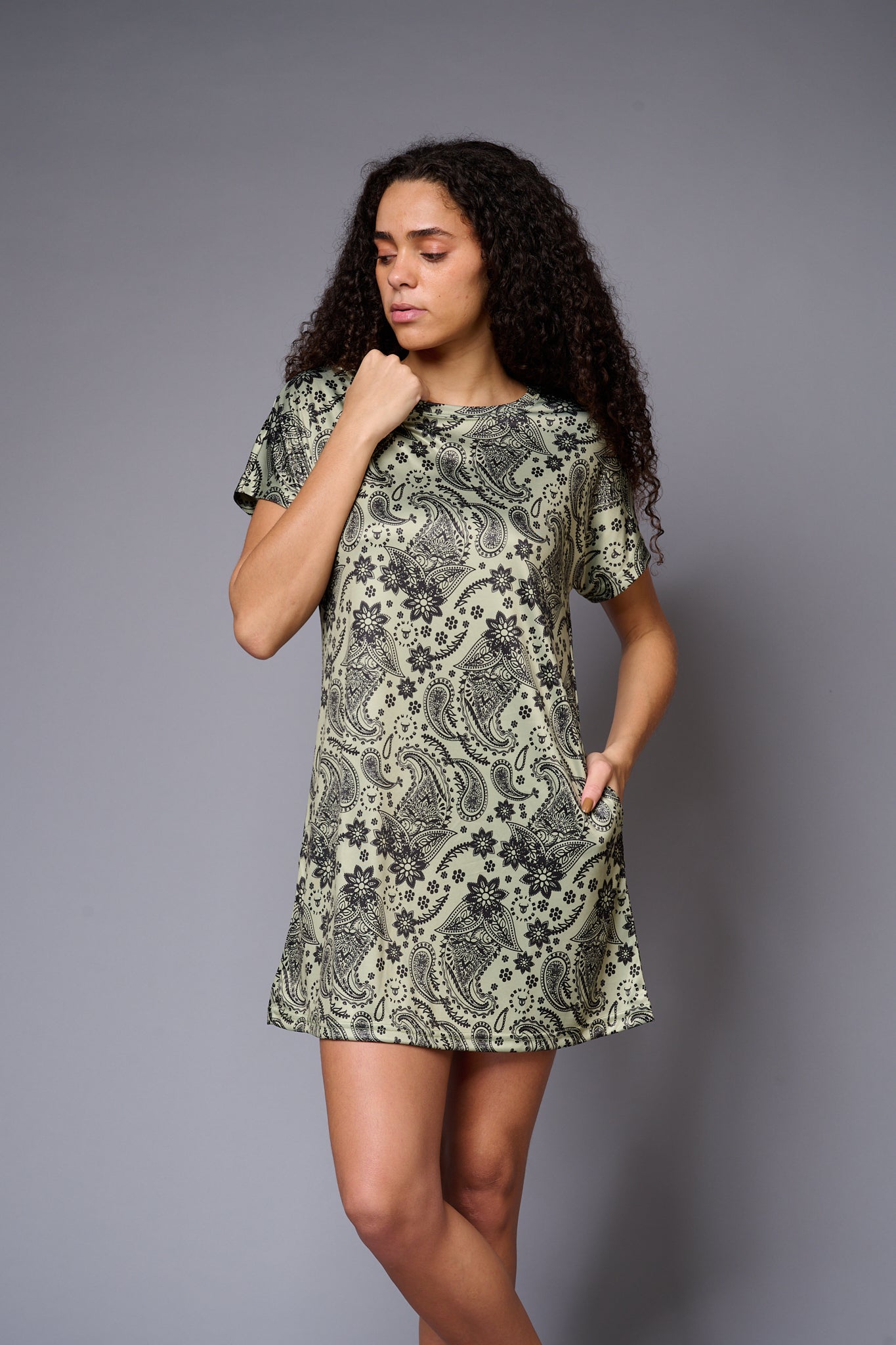 Paisely Design Printed Green Dress Dresses for Women - Go Devil