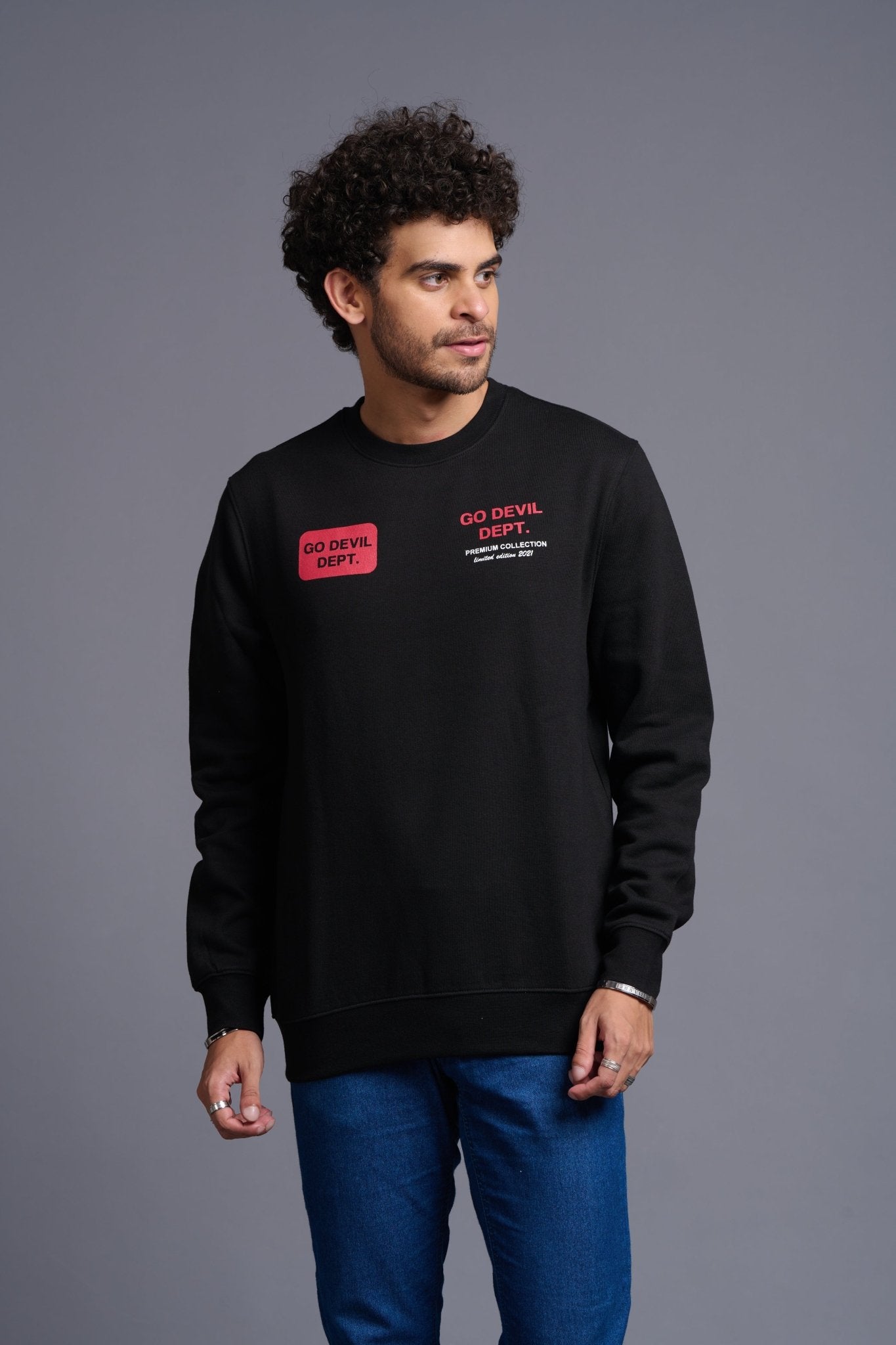 Property of Go Devil in Red Printed Black Sweatshirt for Men - Go Devil