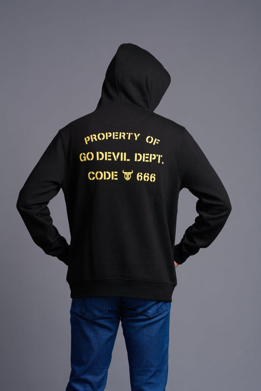 Property of GoDevil Printed Black Hoodie for Men - Go Devil