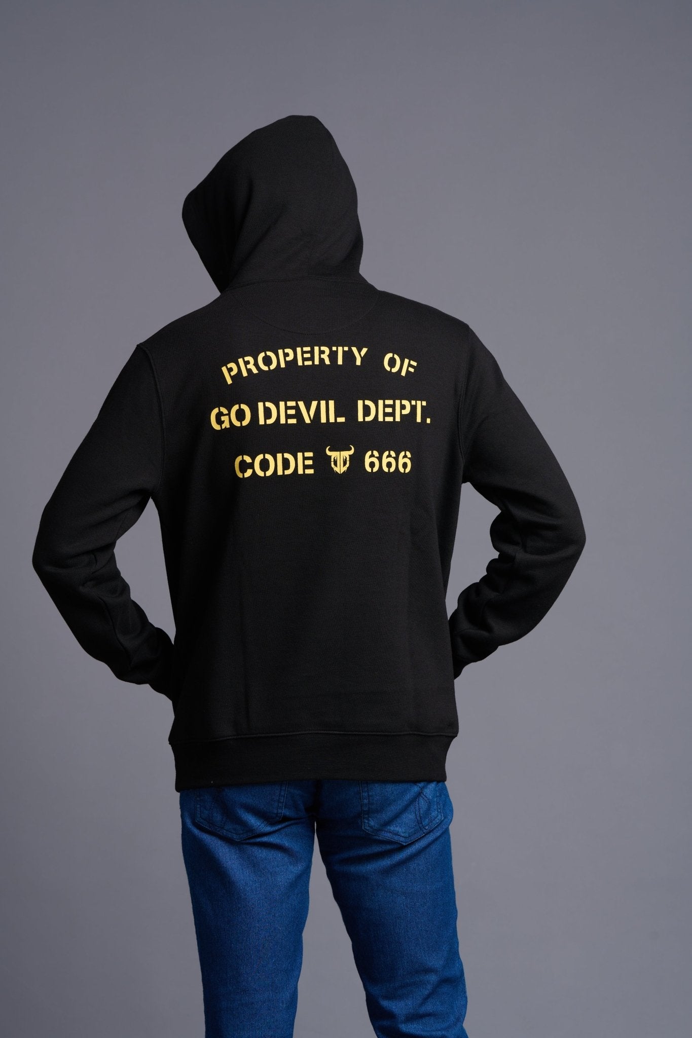Property of GoDevil Printed Black Hoodie for Men - Go Devil