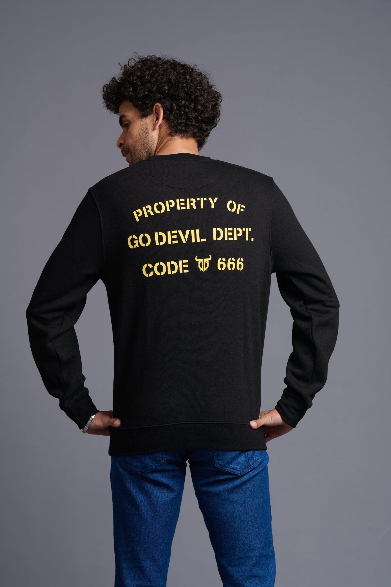 Property of GoDevil Printed Black Sweatshirt for Men - Go Devil