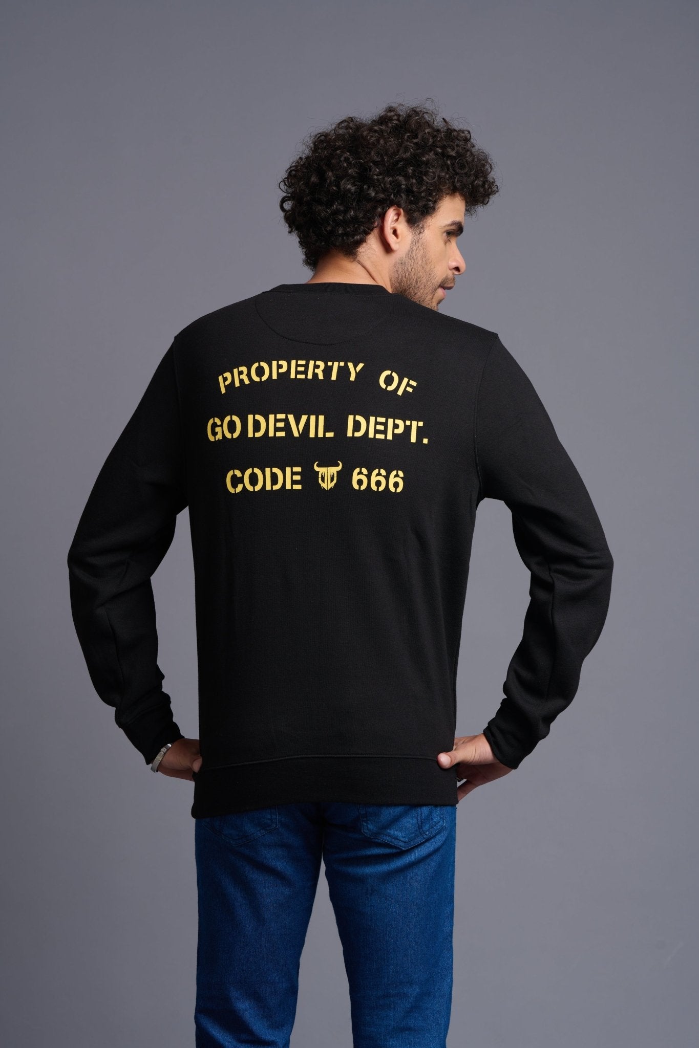 Property of GoDevil Printed Black Sweatshirt for Men - Go Devil