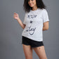 Rise & Slay Printed White Oversized T-Shirt for Women - Go Devil