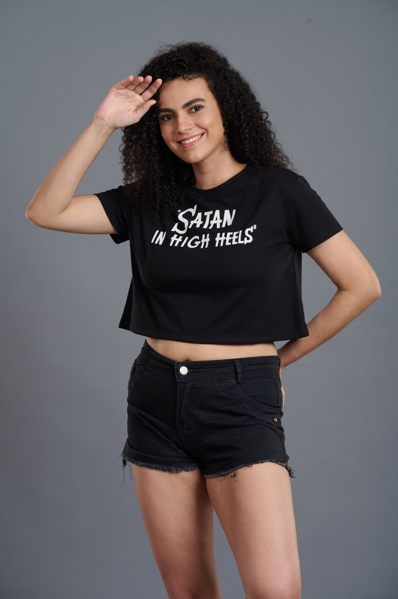 Satan in High Heels Black Crop Top for Women - Go Devil