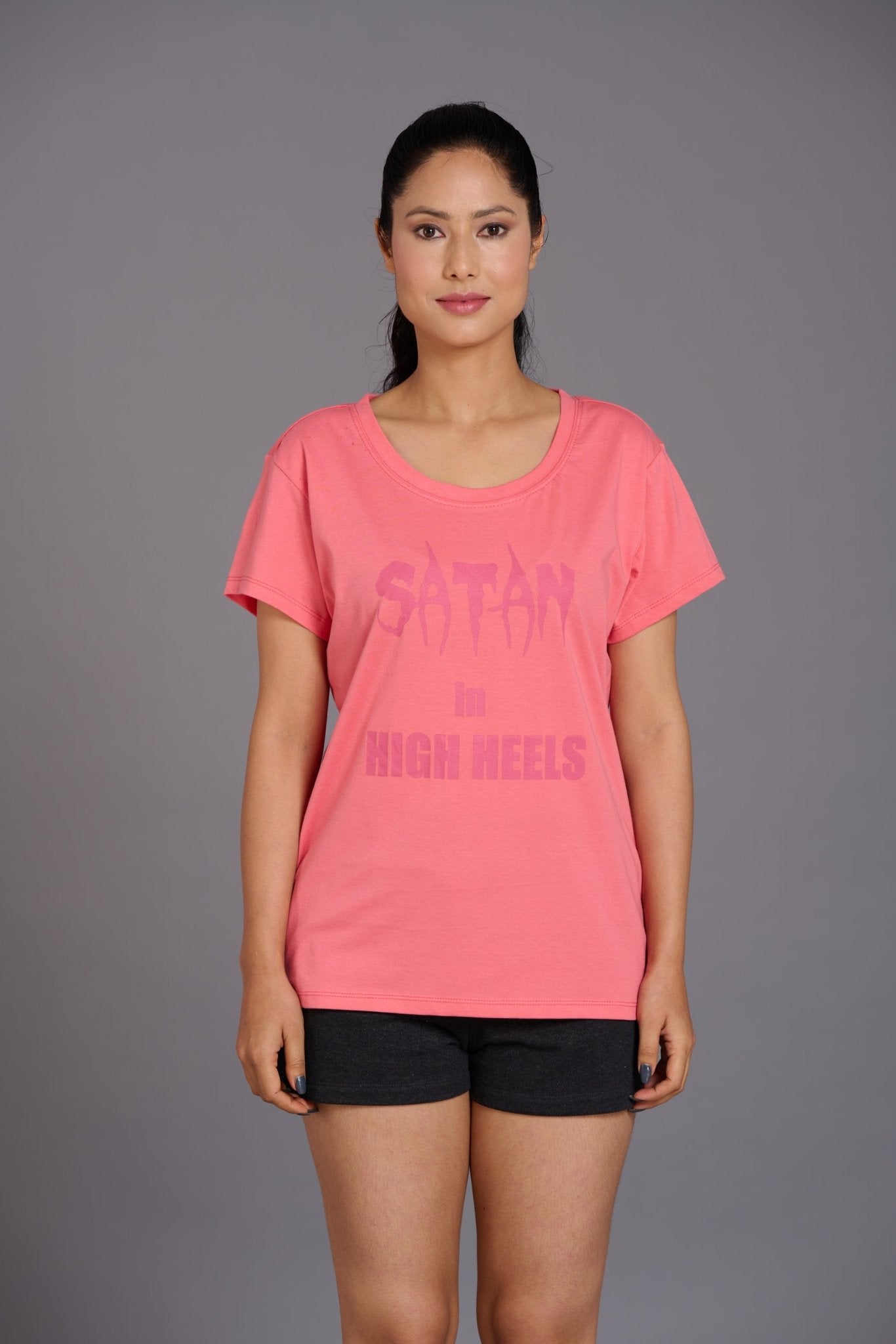 Satan In High Heels Oversized T-Shirt for Women - Go Devil