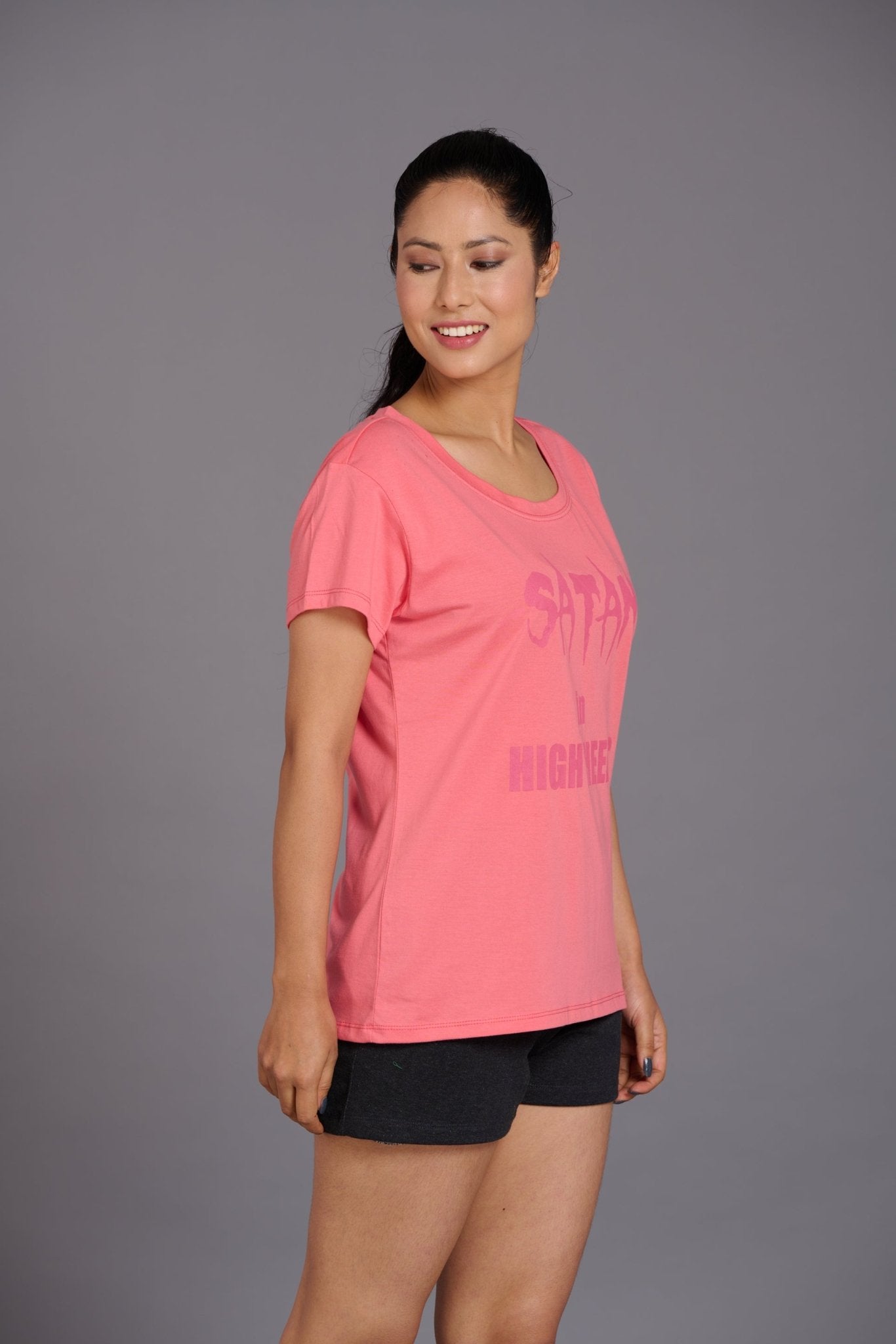 Satan In High Heels Oversized T-Shirt for Women - Go Devil