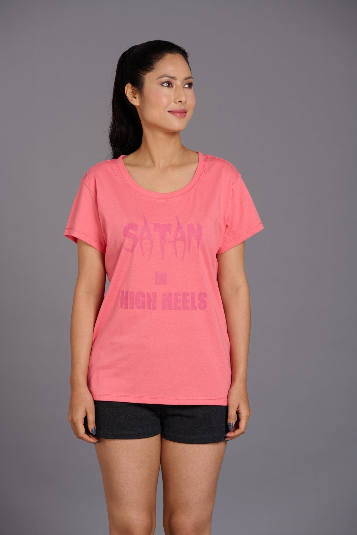 Satan In High Heels Oversized T-Shirt for Women - Go Devil