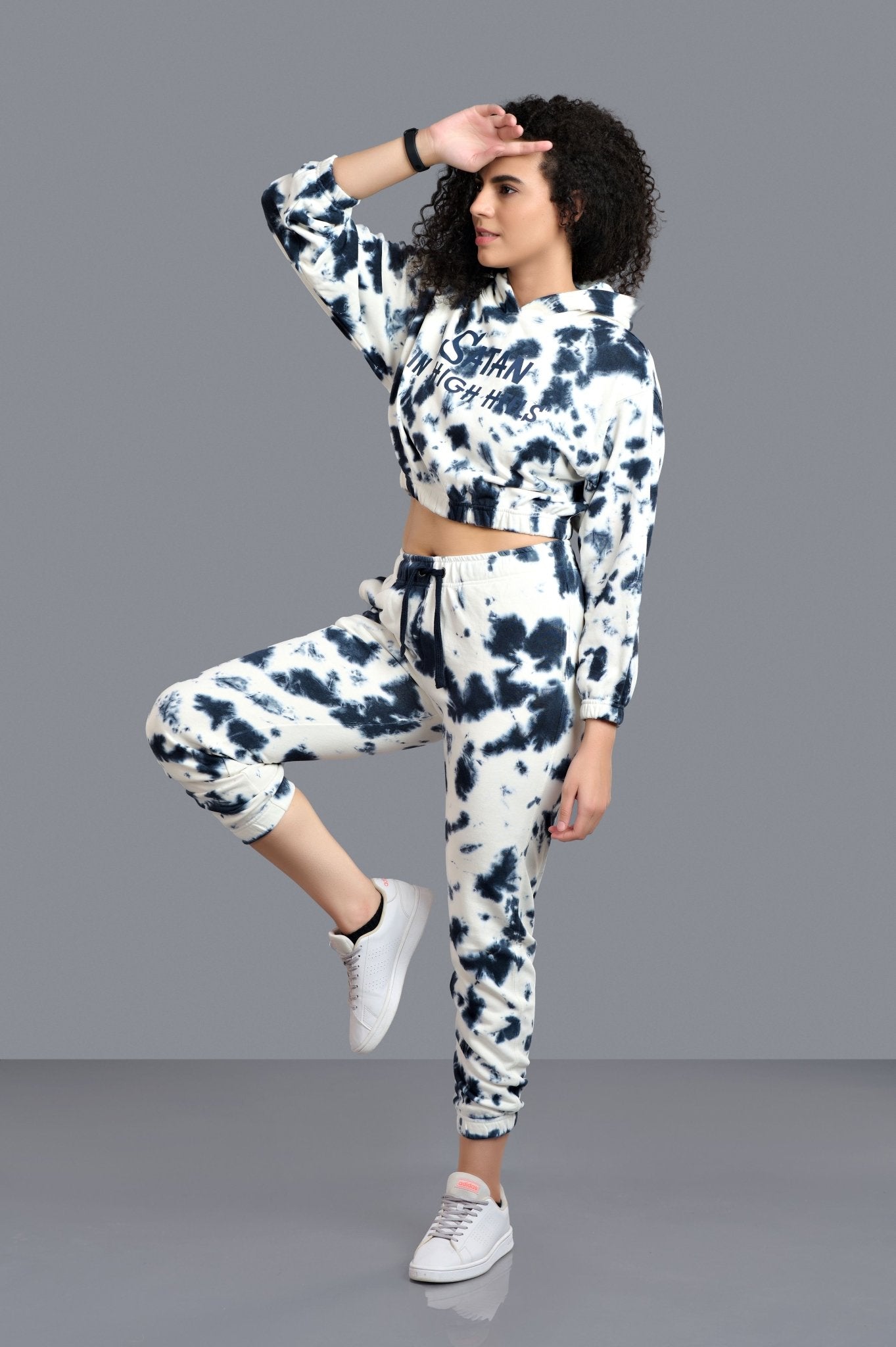 Satan In High Heels Printed Black & White Co-ord Set for Women - Go Devil