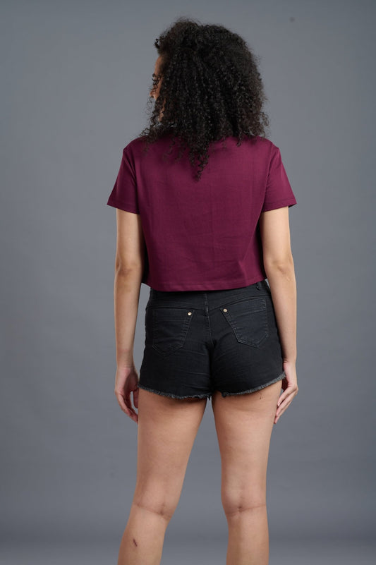 Satan In High Heels Printed Maroon Crop Top for Women - Go Devil