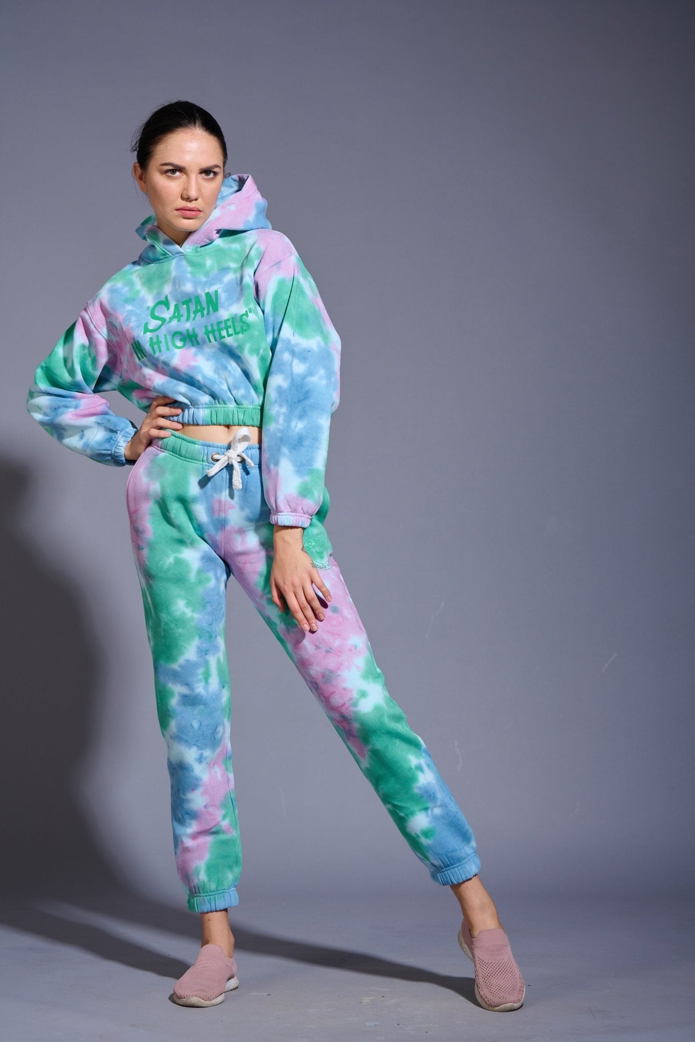 Satan in High Heels Printed Multi-color Tye Dye Co-ord Set for Women - Go Devil
