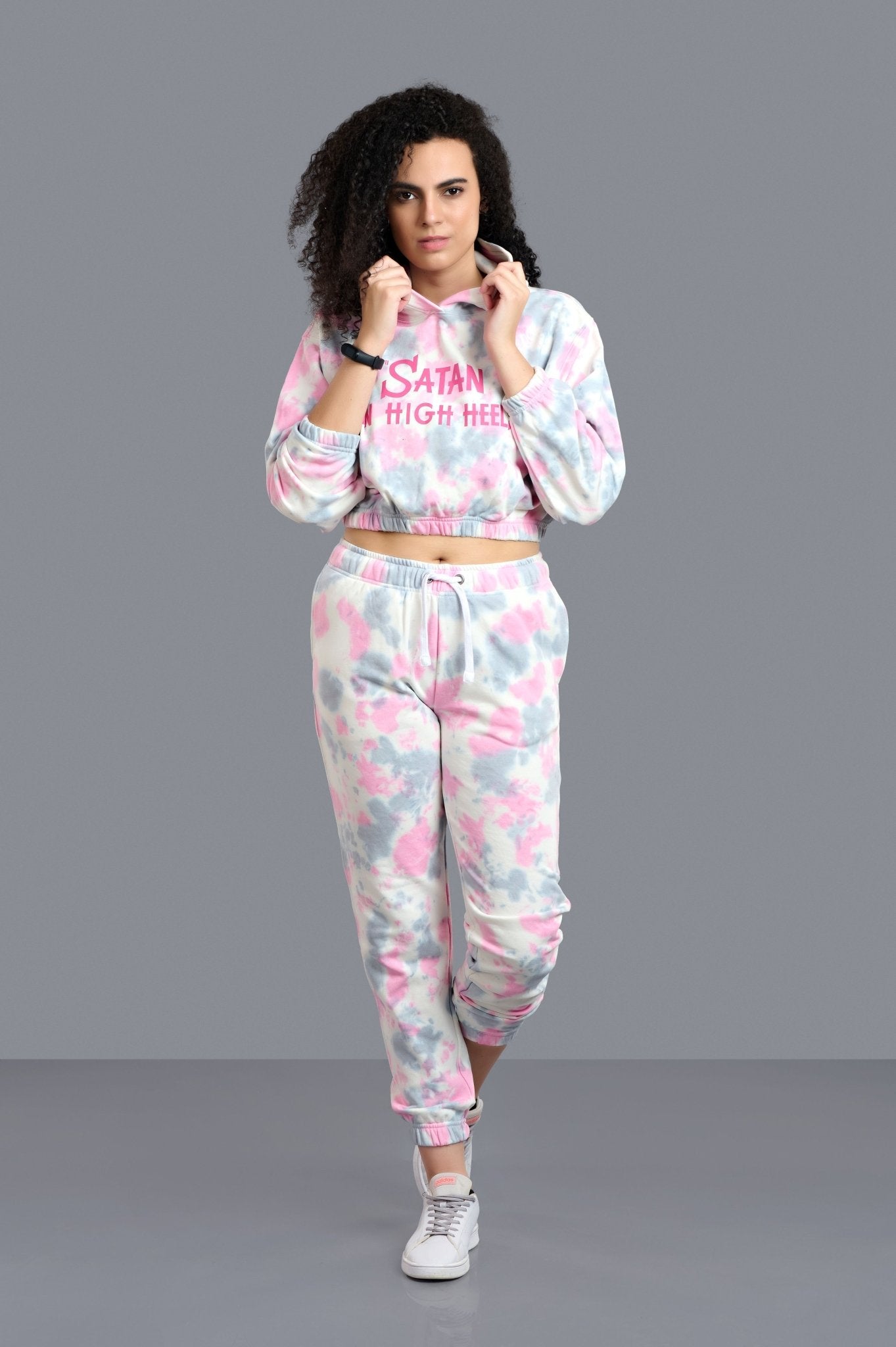 Satan In High Heels Printed Pink -color Co-ord Set for Women - Go Devil