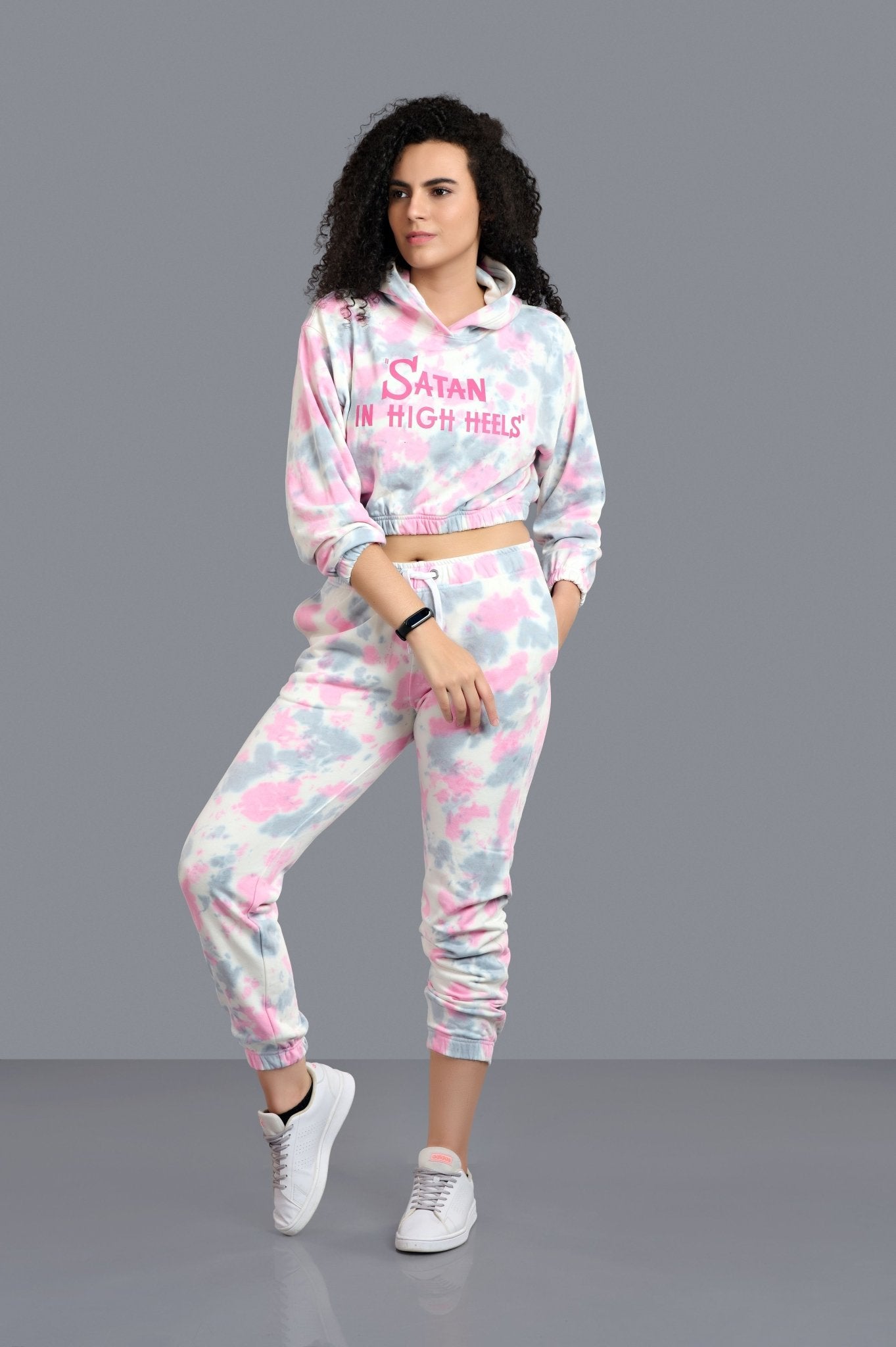 Satan In High Heels Printed Pink -color Co-ord Set for Women - Go Devil