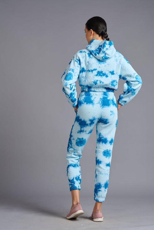Satan in High Heels Printed Sky Blue Tye Dye Winter Co-ord Set for Women - Go Devil