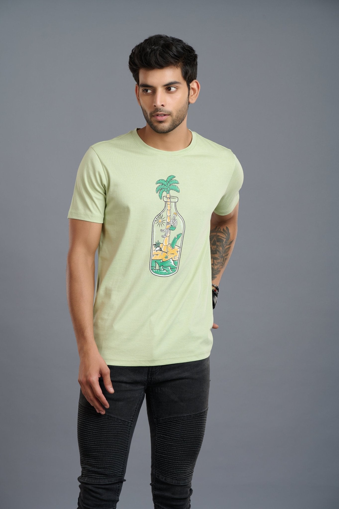 Sea Devil Printed Mint Green T-Shirt for Men - Go Devil