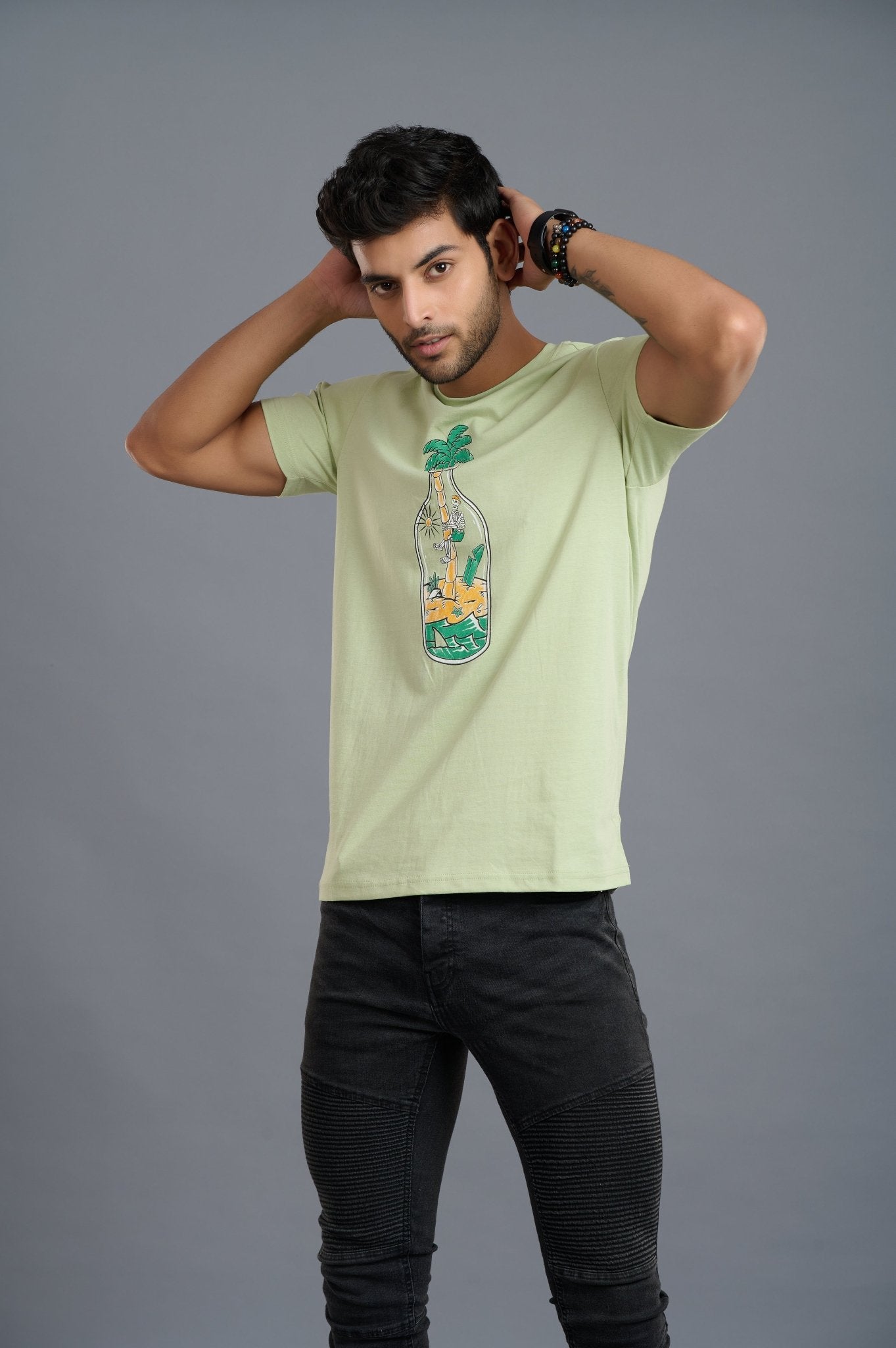 Sea Devil Printed Mint Green T-Shirt for Men - Go Devil