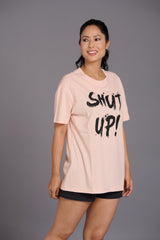 Shut Up Light Nude Color Oversized T-Shirt - Go Devil