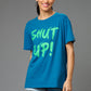 Shut Up! Printed Blue Oversized T-Shirt for Women - Go Devil