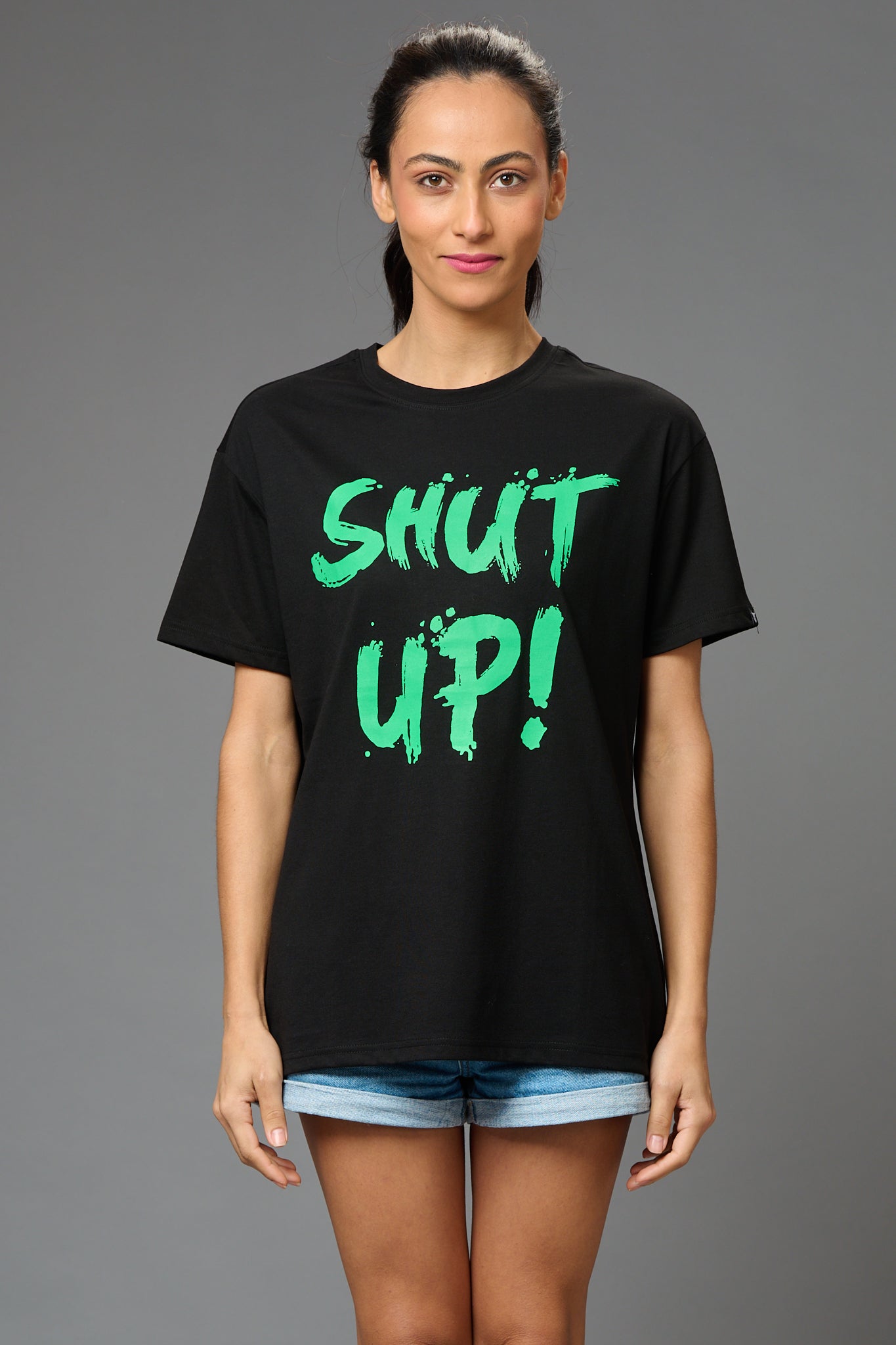 Shut Up! Printed Oversized T-Shirt for Women Oversized T-Shirt for Women - Go Devil